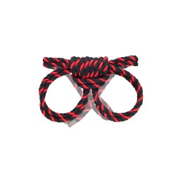 Черно-красные наручники-оковы ’’Узел-омега’’ из хлопковой веревки