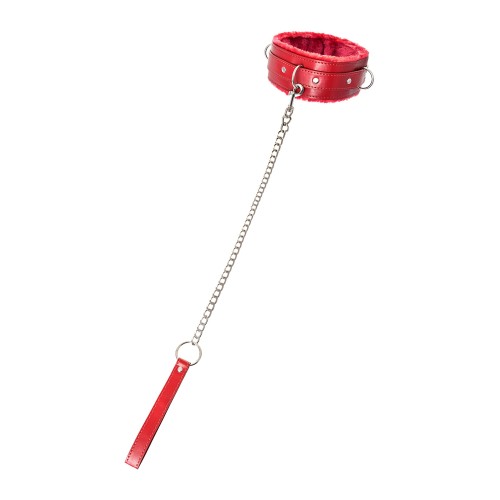 Красный ошейник с подкладкой из меха