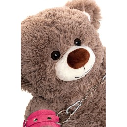 Бондажный набор: бурый мишка с розовыми оковами и наручниками