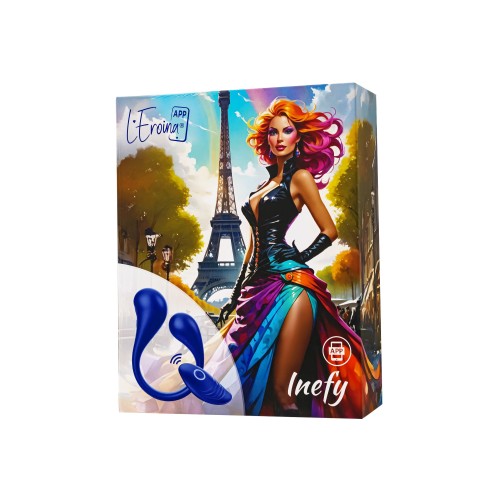 Синий многофункциональный вибратор Inefy с пультом ДУ  