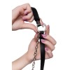 Черная портупея-чокер с поводком и карабином в виде кольца