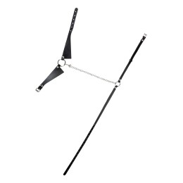 Черная портупея-чокер с поводком и карабином в виде кольца