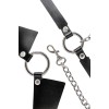 Черная портупея-чокер с поводком и карабином в виде кольца