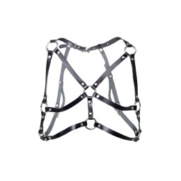 Черная кожаная портупея «Соблазн» с кольцами