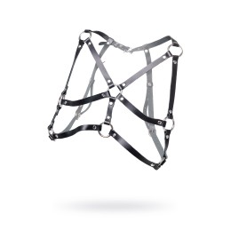 Черная кожаная портупея «Соблазн» с кольцами