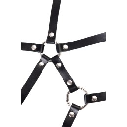 Черная кожаная портупея «Соблазн» с кольцами