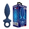 Синяя анальная пробка с кольцом Butt Plug with Loop M - 13,4 см.