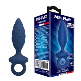 Синяя анальная пробка с кольцом Butt Plug with Loop S - 11,5 см.