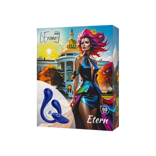 Синий многофункциональный вибратор Etern с пультом ДУ