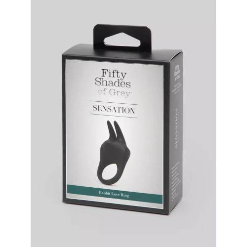 Черное эрекционное виброкольцо Sensation Rechargeable Vibrating Rabbit Love Ring