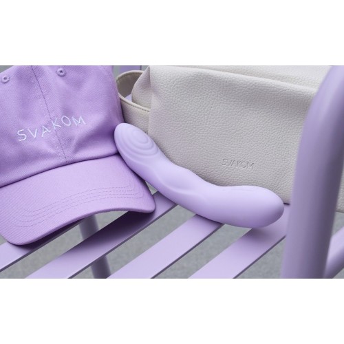 Сиреневый интерактивный вибромассажёр Selena с поступательными движениями и нагревом - 21 см.