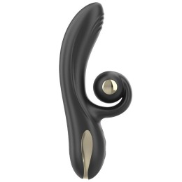 Черный вибратор-кролик с режимами вибрации и вращения - 18,4 см.