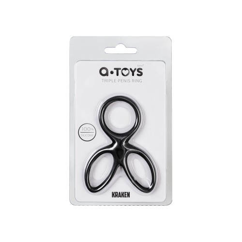 Черное тройное кольцо на пенис Kraken