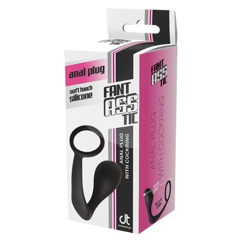 Черное эрекционное кольцо с анальной пробкой Anal Plug With Cockring