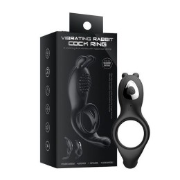 Черное эрекционное кольцо с вибрацией и пультом ДУ