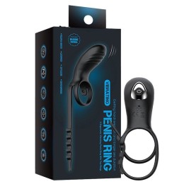 Черное эрекционное кольцо с вибрацией и утяжкой под мошонку