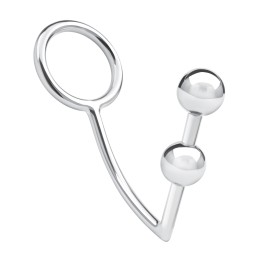Кольцо на пенис с анальным стимулятором Two Bead Stainless Steel Anal Hook & Cock Ring