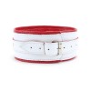 Бело-красный кожаный ошейник