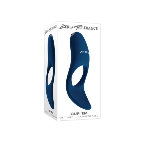 Синее эрекционное виброкольцо Cup ’Em