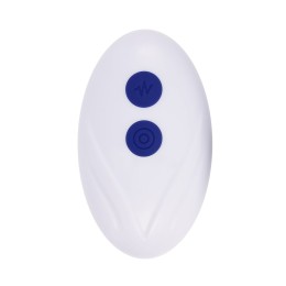 Синее эрекционное виброкольцо с клиторальной подушечкой и пультом ДУ Adjustable Fun Ring