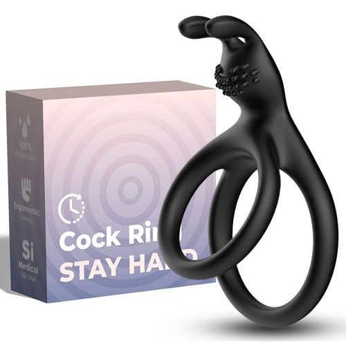 Черное эрекционное кольцо с подхватом мошонки