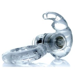 Прозрачное эрекционное виброкольцо с клиторальным зайчиком