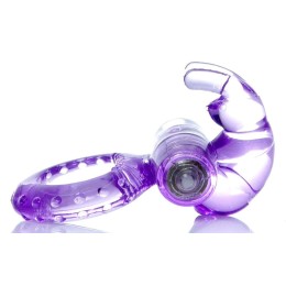 Сиреневое эрекционное виброкольцо с клиторальным зайчиком