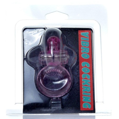 Розовое эрекционное виброкольцо с клиторальным зайчиком