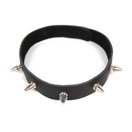 Черный ошейник на липучке с металлическими шипами 