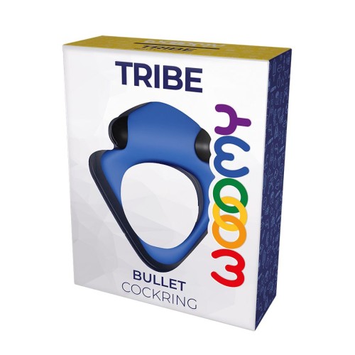 Синее эрекционное кольцо Wooomy Tribeс с вибрацией