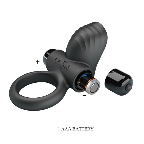 Черное эрекционное кольцо с вибрацией Adrien