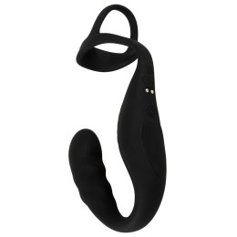 Черное эрекционное кольцо со стимуляцией промежности и анальной пробкой Cock Ring with RC Prostate Plug