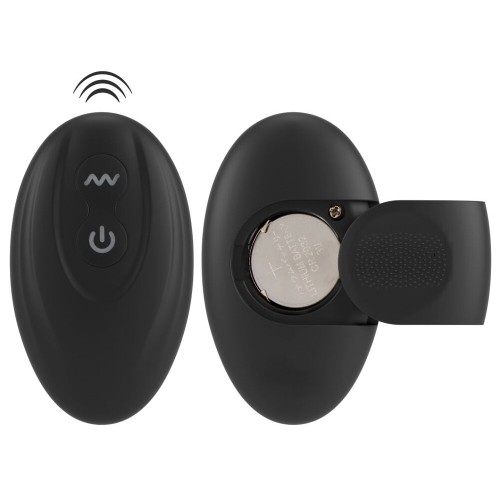 Черное эрекционное кольцо со стимуляцией промежности и анальной пробкой Cock Ring with RC Prostate Plug