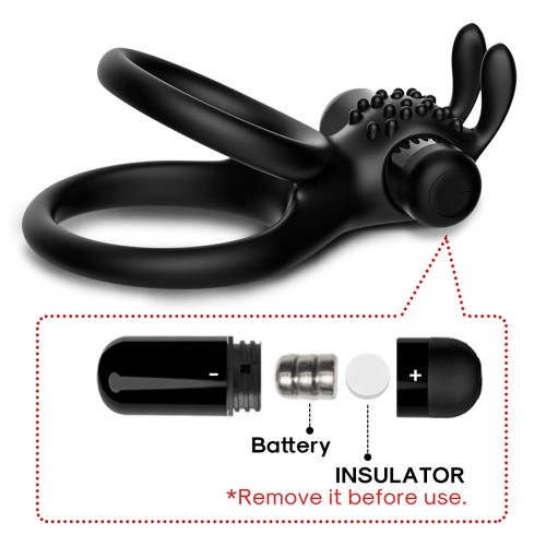 Черное эрекционное виброкольцо с подхватом мошонки Stay Hard