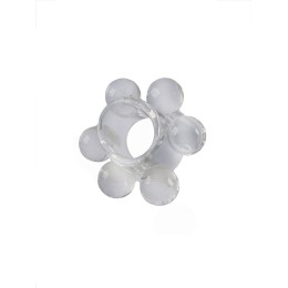 Прозрачное эрекционное кольцо с 6 стимулирующими шариками