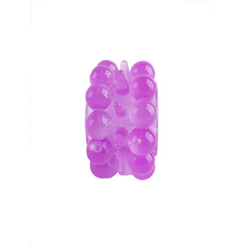 Лиловое эрекционное кольцо с 2 рядами стимулирующих шариков