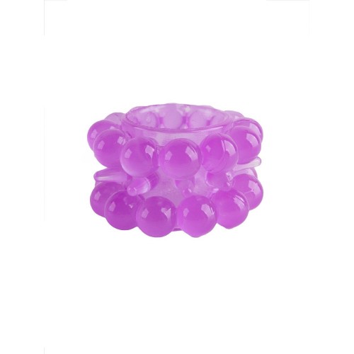 Лиловое эрекционное кольцо с 2 рядами стимулирующих шариков