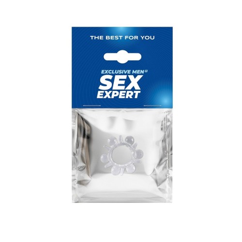 Прозрачное эрекционное кольцо с шариками и шипами