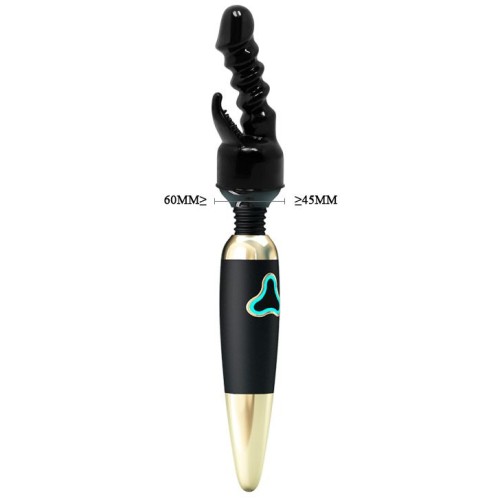 Чёрная насадка на вибромассажёр для клиторально-вагинального массажа