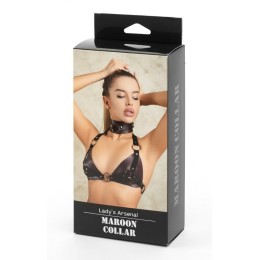 Бордовый широкий ошейник с кольцом Maroon Collar