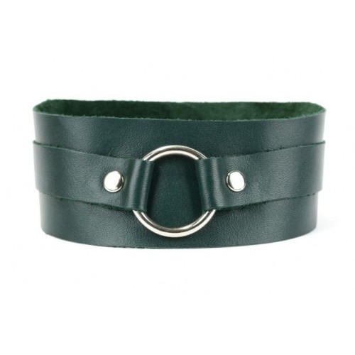 Изумрудный широкий ошейник с кольцом Collar Emerald