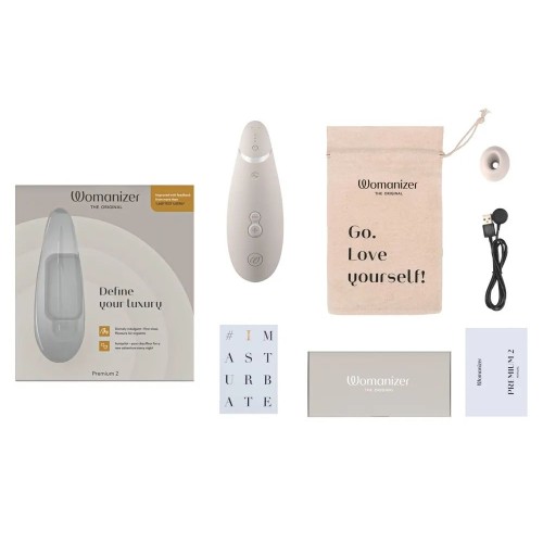 Светло-серый клиторальный стимулятор Womanizer Premium 2