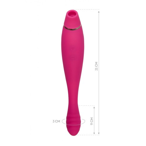 Ярко-розовый вибратор Danvi с вакуум-волновой стимуляцией