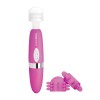 Розовый ротационный жезловый вибратор с двумя насадками 360° Spinning Head Wand Massager Set