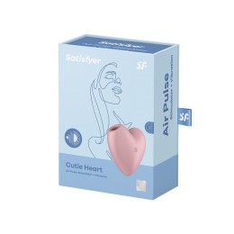 Розовый вибромассажер Cutie Heart с вакуум-волновой стимуляцией