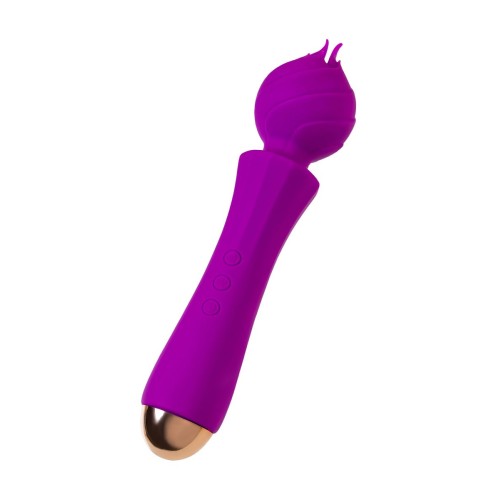 Лиловый вибратор Hyacinth с лепестками - 21,5 см.