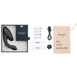 Черный бесконтактный клиторальный стимулятор Womanizer Duo 2