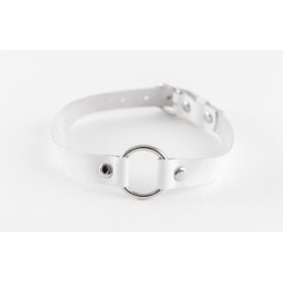 Белый чокер из натуральной кожи