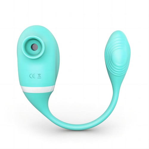 Мятный вакуумный вибростимулятор Tadpole Vibrating Dual Stimulation с виброхвостиком