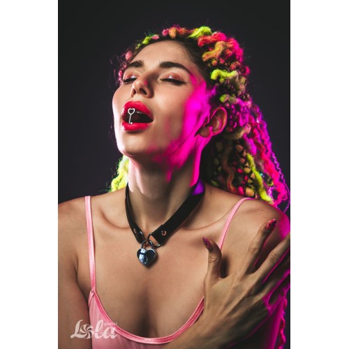 Черный ошейник Utopia с замком и ключиком